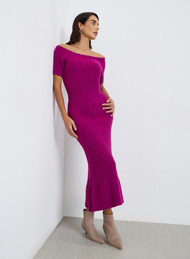 Styli Purple Cable Knit Sweater Midi Dress - Image 3